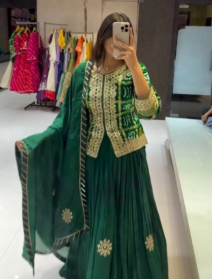 DESIGNER CHINON DIGITAL PRINT WITH EMBROIDERY CODING SEQUENCE WORK TOP LEHENGA WITH DUPATTA FESTIVE WEAR WHOLESALE PRICE ETHNIC GARMENT (5)