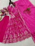 DESIGNER CHINON EMBROIDERY 5 MM SEQUENCE WORK GOWN BOTTOM WITH DUPATTA FESTIVE WEAR WHOLESALE PRICE ETHNIC GARMENT (2)