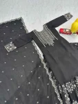 DESIGNER CHINON EMBROIDERY 7 MM SEQUENCE WORK TOP LEHENGA WITH DUPATTA WEDDING WEAR WHOLESALE PRICE THNIC GARMENT (2)