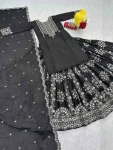 DESIGNER CHINON EMBROIDERY 7 MM SEQUENCE WORK TOP LEHENGA WITH DUPATTA WEDDING WEAR WHOLESALE PRICE THNIC GARMENT (2)