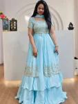 DESIGNER CHINON SEQUENCE EMBROIDERY WORK LEHENGA CHOLI WITH DUPATTA SKY