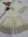 DESIGNER CHINON SILK SEQUENCE EMBROIDERY WORK TOP SHARARA WITH DUPATTA FESTIVE WEAR WHOLESALE PRICE ETHNIC GARMENT (5)