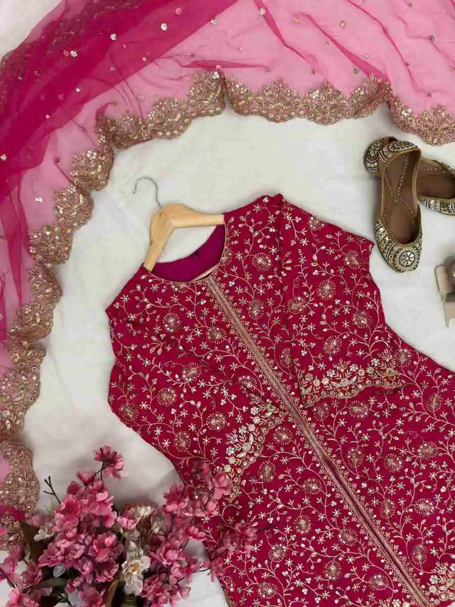 DESIGNER CHINON SILK SEQUENCE & ZARI EMBROIDERY WITH FANCY HANDWORK LACE WORK TOP PALAZZO WITH DUPATTA WEDDING WEAR WHOLESALE PRICE ETHNIC GARMENT (7).webp