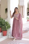 DESIGNER FAUX BLOOMING SEQUENCE MULTITHREADED BEADS EMBROIDERY WORK GOWN WITH DUPATTA FESTIVE WEAR WHOLESALE PRICE ETHNIC GARMENT (2)
