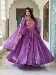 DESIGNER FENDY SILK SEQUENCE & THREAD EMBROIDERY WORK GOWN WITH DUPATTA PURPLE