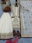 DESIGNER GEORGETTE EMBROIDERY SEQUENCE WITH RIVET MOTI WORK TOP PALAZZO WITH DUPATTA FESTIVE WEAR WHOLESALE PRICE ETHNIC GARMENT (8)