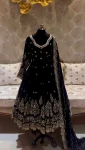 DESIGNER GEORGETTE EMBROIDERY SEQUENCE WORK GOWN BOTTOM WITH DUPATTA BLACK