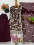 DESIGNER GEORGETTE EMBROIDERY SEQUENCE WORK TOP PALAZZO WITH DUPATTA FESTIVE WEAR WHOLESALE PRICE ETHNIC GARMENT (10)