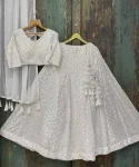 DESIGNER GEORGETTE MULTI NEEDLE ,EMBROIDERY ,THREAD AND LACE WORK LEHENGA CHOLI WITH DUPATTA WHITE