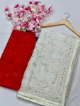 DESIGNER GEORGETTE SEQUENCE AND MULTI EMBROIDERY WORK SAREE WITH UNSTITCHED BLOUSE WEDDING WEAR WHOLESALE PRICE ETHNIC GARMENT (4)