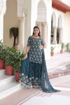 DESIGNER GEORGETTE SEQUENCE EMBROIDERY WORK TOP PALAZZO WITH DUPATTA WEDDING WEAR WHOLESALE PRICE ETHNIC GARMENT (7)