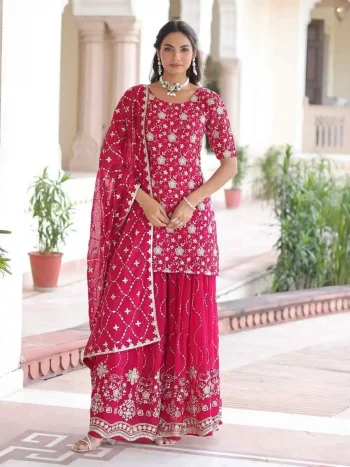 DESIGNER GEORGETTE SEQUENCE EMBROIDERY WORK TOP PALAZZO WITH DUPATTA RANI