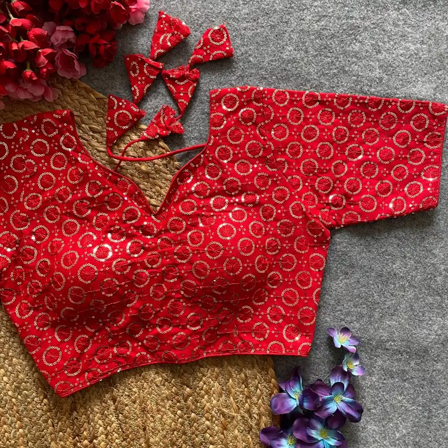 DESIGNER GEORGETTE SEQUENCE WORK STITCHED BLOUSE FESTIVE WEAR WHOLESALE PRICE ETHNIC GARMENT (1)