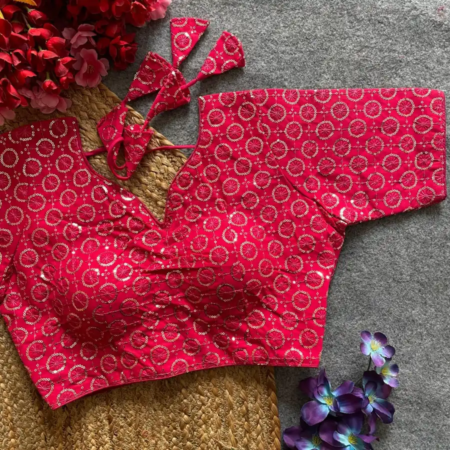 DESIGNER GEORGETTE SEQUENCE WORK STITCHED BLOUSE FESTIVE WEAR WHOLESALE PRICE ETHNIC GARMENT (8)