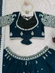DESIGNER GEORGETTE THREAD WITH 9 MM SEQUENCE WORK LEHENGA CHOLI WITH DUPATTA RECEPTION WEAR WHOLESALE PRICE ETHNIC GARMENT (3)