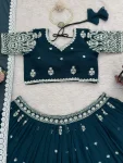 DESIGNER GEORGETTE THREAD WITH 9 MM SEQUENCE WORK LEHENGA CHOLI WITH DUPATTA RECEPTION WEAR WHOLESALE PRICE ETHNIC GARMENT (3)