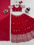 DESIGNER GEORGETTE THREAD WITH 9 MM SEQUENCE WORK LEHENGA CHOLI WITH DUPATTA WEDDING WEAR WHOLESALE PRICE ETHNIC GARMENT (1)