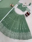 DESIGNER GEORGETTE THREAD WITH 9 MM SEQUENCE WORK LEHENGA CHOLI WITH DUPATTA WEDDING WEAR WHOLESALE PRICE ETHNIC GARMENT (2)