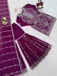 DESIGNER GEORGETTE THREAD WITH SEQUENCE WORK TOP SHARARA WITH DUPATTA WEDDING WEAR WHOLESALE PRICE ETHNIC GARMENT (6)