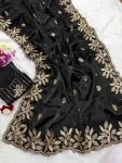 DESIGNER JIMMY CHOO SILK SEQUENCE EMBROIDERY CUT WORK LACE SAREE WITH UNSTITCHED BLOUSE WEDDING WEAR WHOLESALE PRICE ETHNIC GARMENT (2)