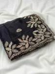 DESIGNER JIMMY CHOO SILK SEQUENCE EMBROIDERY CUT WORK LACE SAREE WITH UNSTITCHED BLOUSE WEDDING WEAR WHOLESALE PRICE ETHNIC GARMENT (2)