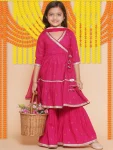 DESIGNER MAGIC COTTON MOTIF PRINTED WORK KID’S TOP SHARARA WITH DUPATTA FESTIVE WEAR WHOLESALE PRICE ETHNIC GARMENT (2)