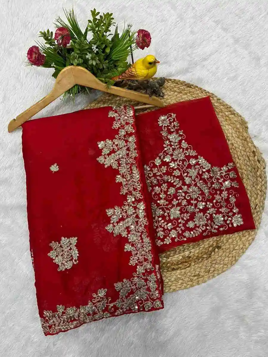 DESIGNER RANGOLI SILK JARI DORI & THREAD WITH SEQUENCE AND JARI EMBROIDERY WORK SAREE WITH UNSTITCHED BLOUSE WEDDING WEAR WHOLESALE PRICE ETHNIC GARMENT (19).jpg.webp