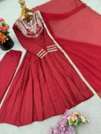 DESIGNER ROMAN SILK CODING WORK GOWN BOTTOM WITH DUPATTA FESTIVE WEAR WHOLESALE PRICE ETHNIC GARMENT (4)