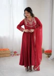 DESIGNER ROMAN SILK CODING WORK GOWN BOTTOM WITH DUPATTA RANI