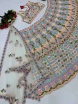 DESIGNER SOFT NET EMBROIDERY CHAIN STITCHED WITH REAL MIRROR HAND WORK LEHENGA CHOLI WITH DUPATTA RECEPTION WEAR WHOLESALE PRICE ETHNIC GARMENT (3)
