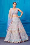 DESIGNER SOFT NET EMBROIDERY CHAIN STITCHED WITH REAL MIRROR HAND WORK LEHENGA CHOLI WITH DUPATTA  MULTI