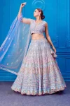 DESIGNER SOFT NET EMBROIDERY CHAIN STITCHED WITH REAL MIRROR HAND WORK LEHENGA CHOLI WITH DUPATTA RECEPTION WEAR WHOLESALE PRICE ETHNIC GARMENT (3)