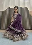 DESIGNER STAR GEORGETTE EMBROIDERY & SEQUENCE WORK KID'S LEHENGA CHOLI WITH DUPATTA WINE