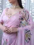 DESIGNER TABBY ORGANZA FLORAL PRINT WITH CUT DANA ARCO HANDWORK SAREE WITH UNSTITCHED BLOUSE PARTY WEAR WHOLESALE PRICE ETHNIC GARMENT (7)