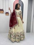 DESIGNER TISSUE SILK THREAD AND SEQUENCE WORK LEHENGA CHOLI WITH DUPATTA WEDDING WEAR WHOLESALE PRICE ETHNIC GARMENT (4)