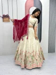 DESIGNER TISSUE SILK THREAD AND SEQUENCE WORK LEHENGA CHOLI WITH DUPATTA WEDDING WEAR WHOLESALE PRICE ETHNIC GARMENT (3)