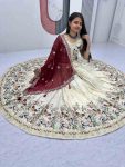 DESIGNER TISSUE SILK THREAD AND SEQUENCE WORK LEHENGA CHOLI WITH DUPATTA WEDDING WEAR WHOLESALE PRICE ETHNIC GARMENT (4)