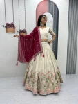 DESIGNER TISSUE SILK THREAD AND SEQUENCE WORK LEHENGA CHOLI WITH DUPATTA WEDDING WEAR WHOLESALE PRICE ETHNIC GARMENT (3)
