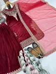 DESIGNER VELVET EMBROIDERY CHAIN SEQUENCE WORK TOP PALAZZO WITH DUPATTA WEDDING WEAR WHOLESALE PRICE ETHNIC GARMENT (3)