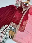 DESIGNER VELVET EMBROIDERY CHAIN SEQUENCE WORK TOP PALAZZO WITH DUPATTA WEDDING WEAR WHOLESALE PRICE ETHNIC GARMENT (3)