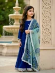 DESIGNER VELVET EMBROIDERY SEQUENCE WORK KID'S TOP PALAZZO WITH DUPATTA BLUE