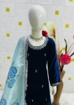 DESIGNER VELVET EMBROIDERY SEQUENCE WORK KID’S TOP PALAZZO WITH DUPATTA FESTIVE WEAR WHOLESALE PRICE ETHNIC GARMENT (2)