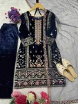 DESIGNER VELVET EMBROIDERY SEQUENCE WORK TOP BOTTOM WITH DUPATTA FESTIVE WEAR WHOLESALE PRICE ETHNIC GARMENT (2)