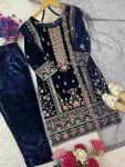 DESIGNER VELVET EMBROIDERY SEQUENCE WORK TOP BOTTOM WITH DUPATTA FESTIVE WEAR WHOLESALE PRICE ETHNIC GARMENT (2)
