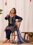 DESIGNER VELVET EMBROIDERY SEQUENCE WORK TOP BOTTOM WITH DUPATTA FESTIVE WEAR WHOLESALE PRICE ETHNIC GARMENT (2)