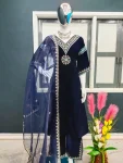 DESIGNER VELVET EMBROIDERY SEQUENCE WORK TOP PALAZZO WITH DUPATTA FESTIVE WEAR WHOLESALE PRICE ETHNIC GARMENT (9)