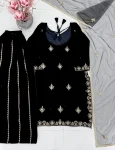 DESIGNER VELVET EMBROIDERY SEQUENCE WORK TOP PALAZZO WITH DUPATTA WEDDING WEAR WHOLESALE PRICE ETHNIC GARMENT (2)