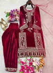 DESIGNER VELVET EMBROIDERY SEQUENCE WORK TOP PATIYALA WITH DUPATTA FESTIVE WEAR WHOLESALE PRICE ETHNIC GARMENT (2)