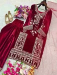 DESIGNER VELVET EMBROIDERY SEQUENCE WORK TOP PATIYALA WITH DUPATTA FESTIVE WEAR WHOLESALE PRICE ETHNIC GARMENT (2)