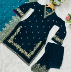 DESIGNER VELVET EMBROIDERY WORK TOP BOTTOM DUPATTA SET FESTIVE WEAR WHOLESALE PRICE ETHNIC GARMENT (2)
